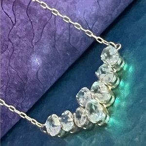 14K Gold Light Blue Stone Chevron Necklace